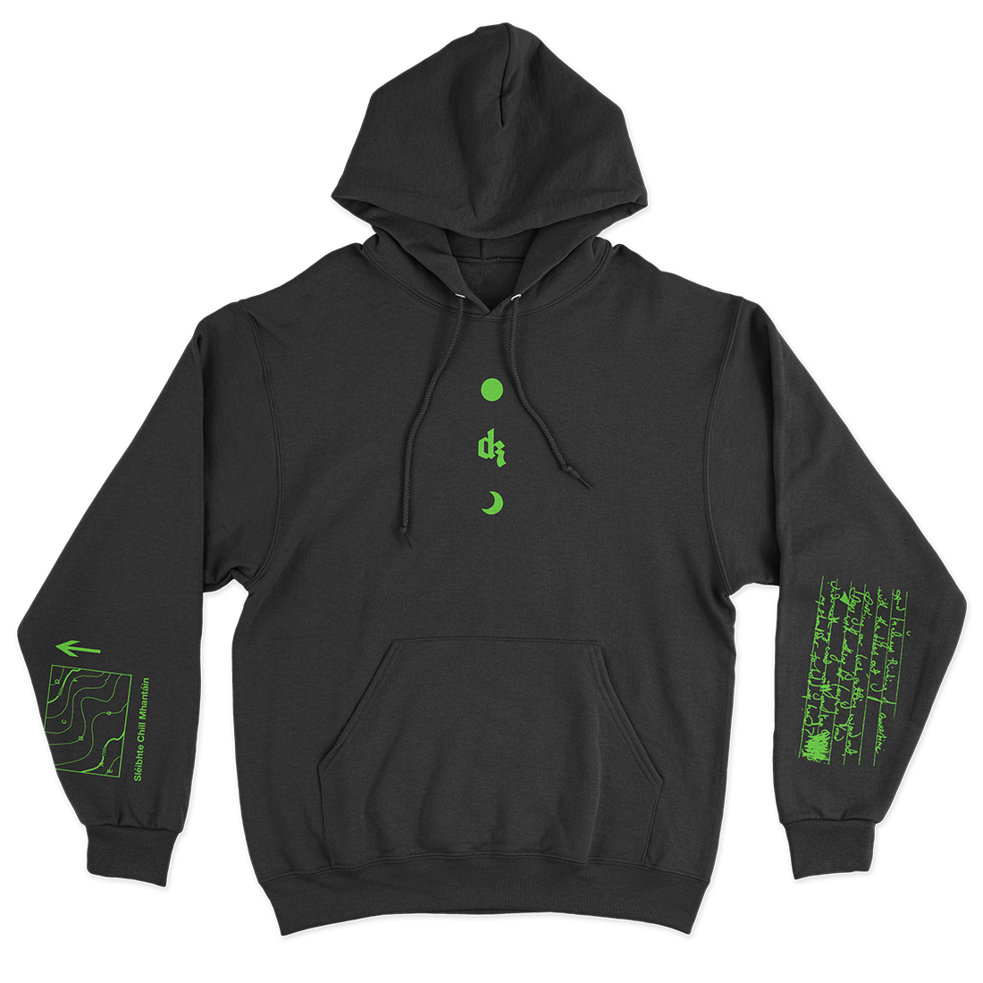Wicklow Mountains Hoodie: Black / Green
